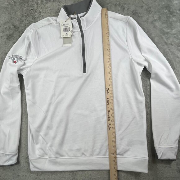 Adidas Sweatshirt Mens medium White Lightweight QTR Zip Pullover Freightliner - Picture 7 of 11